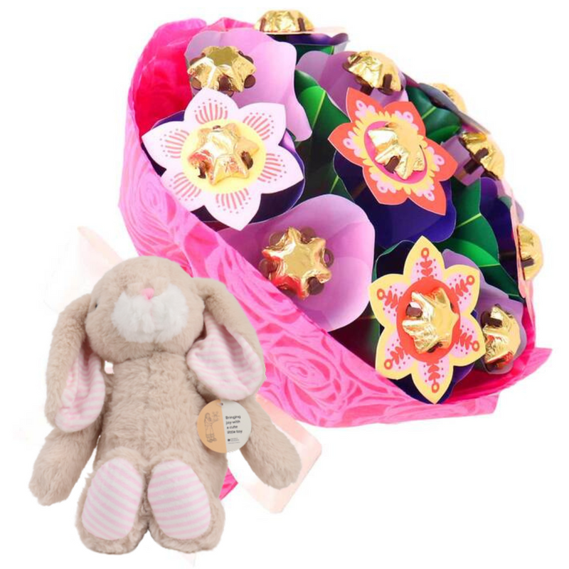 Bright Bouquet and Bunny Baby Gift