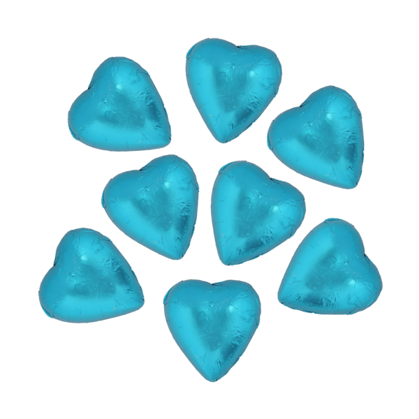 8 Blue Belgian Chocolate Hearts