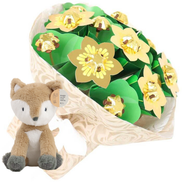 Golden Flower Posy and Fox Baby Gift