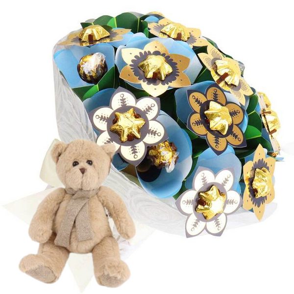 Starry Night Bouquet Grand and Teddy Bear