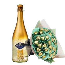 24K Gold Golden Hearts Flower Bouquet